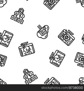 software compute, engineer vector seamless pattern thin line illustration. software compute, engineer vector seamless pattern