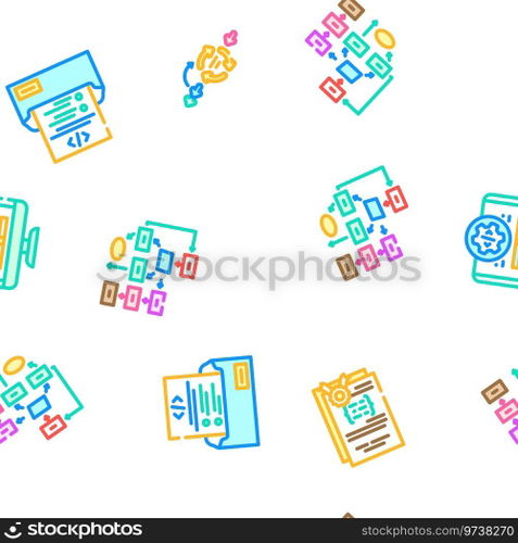 software compute, engineer vector seamless pattern thin line illustration. software compute, engineer vector seamless pattern