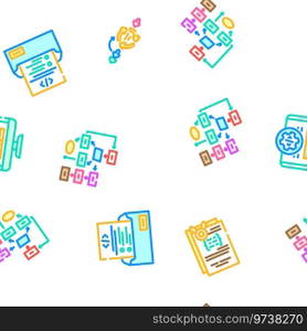 software compute, engineer vector seamless pattern thin line illustration. software compute, engineer vector seamless pattern