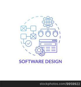 Software design concept icon. Co-design application field idea thin line illustration. Envisioning and defining software solutions process. Program coding. Vector isolated outline RGB color drawing. Software design concept icon