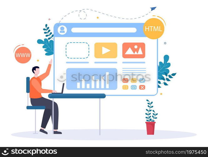 Software Development and Programming Code on Computer Vector Illustration for Technology, Engineer Team, coding, Marketing Material, Business and Presentation