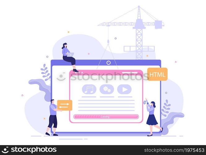 Software Development and Programming Code on Computer Vector Illustration for Technology, Engineer Team, coding, Marketing Material, Business and Presentation