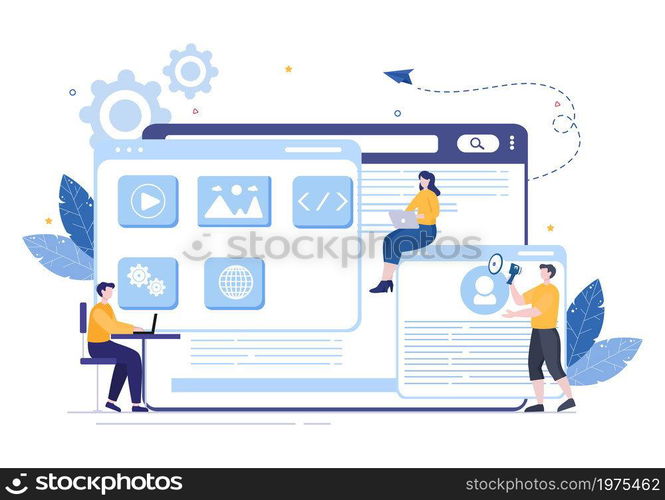Software Development and Programming Code on Computer Vector Illustration for Technology, Engineer Team, coding, Marketing Material, Business and Presentation