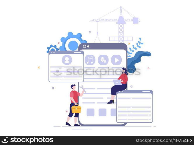 Software Development and Programming Code on Computer Vector Illustration for Technology, Engineer Team, coding, Marketing Material, Business and Presentation