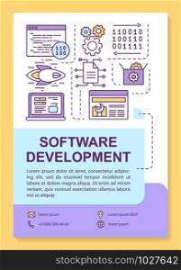 Software development poster template layout. Backend programming. Banner, booklet, leaflet print design with linear icons. Vector brochure page layouts for magazines, advertising flyers