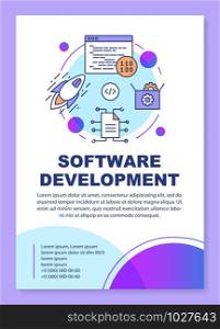 Software development poster template layout. Web programming. Banner, booklet, leaflet print design with linear icons. Vector brochure page layouts for magazines, advertising flyers