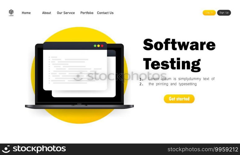 Software development, programming, coding, testing illustration. Vector on isolated white background. EPS 10.. Software development, programming, coding, testing illustration. Vector on isolated white background. EPS 10