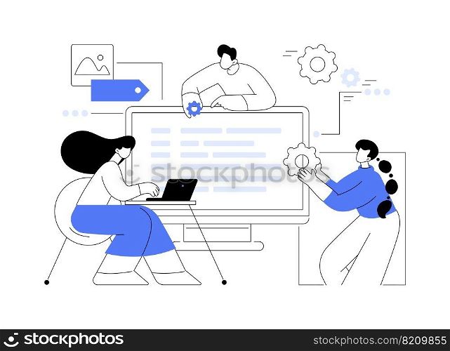 Software development team abstract concept vector illustration. Remote teamwork, digital team on demand, professional, certified software developer, hire outsource company abstract metaphor.. Software development team abstract concept vector illustration.
