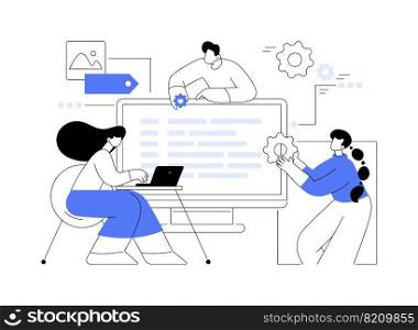Software development team abstract concept vector illustration. Remote teamwork, digital team on demand, professional, certified software developer, hire outsource company abstract metaphor.. Software development team abstract concept vector illustration.