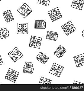 software engineer computer code vector seamless pattern thin line illustration. software engineer computer code seamless pattern vector