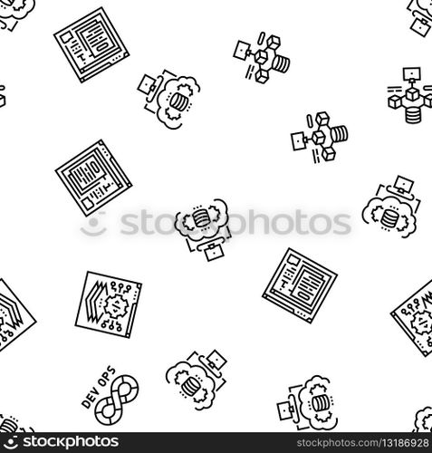 software engineer computer code vector seamless pattern thin line illustration. software engineer computer code seamless pattern vector