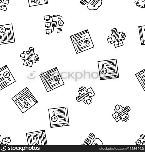 software engineer computer code vector seamless pattern thin line illustration. software engineer computer code seamless pattern vector