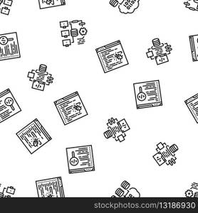 software engineer computer code vector seamless pattern thin line illustration. software engineer computer code seamless pattern vector