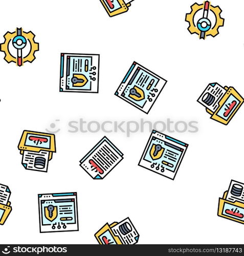 software engineer computer code vector seamless pattern thin line illustration. software engineer computer code seamless pattern vector