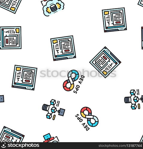 software engineer computer code vector seamless pattern thin line illustration. software engineer computer code seamless pattern vector