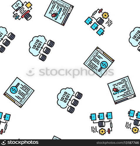 software engineer computer code vector seamless pattern thin line illustration. software engineer computer code seamless pattern vector