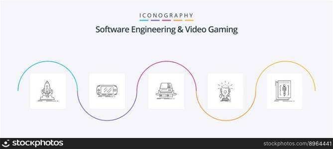 Software Engineering And Video Gaming Line 5 Icon Pack Including sport. awards. gaming. drive. gaming