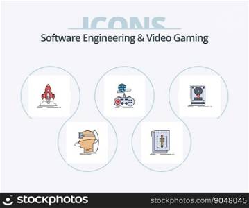 Software Engineering And Video Gaming Line Filled Icon Pack 5 Icon Design. directory. archive. playstation. program. editor