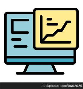Software graph icon outline vector. Monitor code. Web work color flat. Software graph icon vector flat