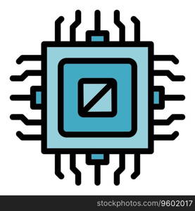 Software processor icon outline vector. Build process. App code color flat. Software processor icon vector flat