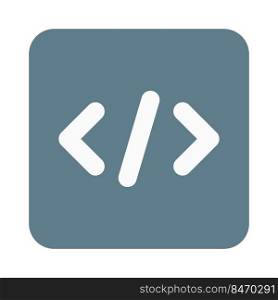 Software programming language with brackets and slash logotype