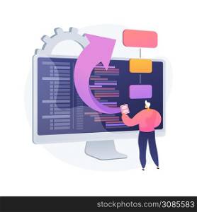 Software requirement description abstract concept vector illustration. Software system description, agile tool, business analysis, project development specifications, document abstract metaphor.. Software requirement description abstract concept vector illustration.