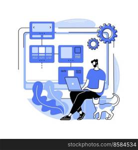 Software tester isolated cartoon vector illustrations. Concentrated man testing software using computer, online business, IT sector, freelance work, self-employed position vector cartoon.. Software tester isolated cartoon vector illustrations.