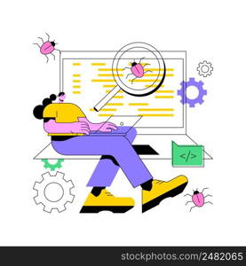 Software testing abstract concept vector illustration. IT software application testing, quality assurance, QA team, bug fixing, automation and manual, website and mobile abstract metaphor.. Software testing abstract concept vector illustration.