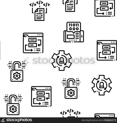 Software Testing And Analysis Seamless Pattern Vector Thin Line. Illustrations. Software Testing And Analysis Seamless Pattern Vector
