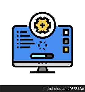 software updates repair computer color icon vector. software updates repair computer sign. isolated symbol illustration. software updates repair computer color icon vector illustration