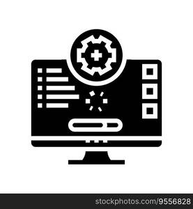 software updates repair computer glyph icon vector. software updates repair computer sign. isolated symbol illustration. software updates repair computer glyph icon vector illustration