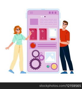 software usability testing website  vector.  data analysis, app application, mobile ui software usability testing website character. people flat cartoon illustration. software usability testing website vector