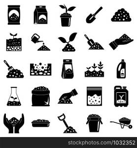 Soil icons set. Simple set of soil vector icons for web design on white background. Soil icons set, simple style