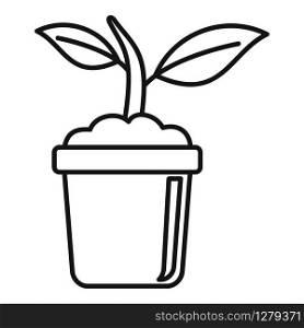 Soil plant pot icon. Outline soil plant pot vector icon for web design isolated on white background. Soil plant pot icon, outline style