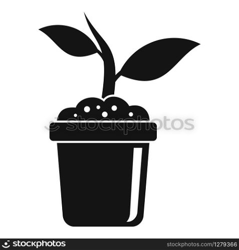 Soil plant pot icon. Simple illustration of soil plant pot vector icon for web design isolated on white background. Soil plant pot icon, simple style