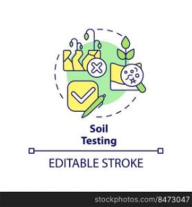 Soil testing concept icon. Soil fertility and condition. Increased crop yield abstract idea thin line illustration. Isolated outline drawing. Editable stroke. Arial, Myriad Pro-Bold fonts used
. Soil testing concept icon