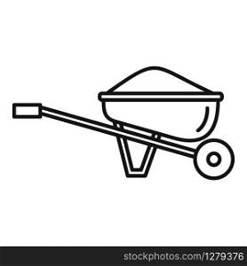 Soil wheelbarrow icon. Outline soil wheelbarrow vector icon for web design isolated on white background. Soil wheelbarrow icon, outline style