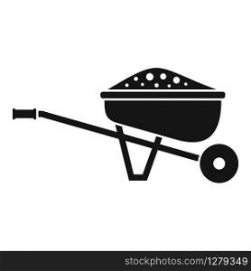 Soil wheelbarrow icon. Simple illustration of soil wheelbarrow vector icon for web design isolated on white background. Soil wheelbarrow icon, simple style