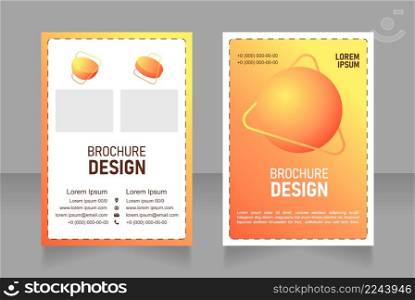 Solar blank brochure design. Template set with copy space for text. Premade corporate reports collection. Editable 2 paper pages. Bahnschrift SemiLight, Bold SemiCondensed, Arial Regular fonts used. Solar blank brochure design
