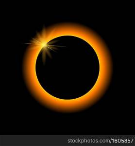 Solar eclipse vector. Lunar eclipse on dark background.. Solar eclipse vector. Lunar eclipse on dark background