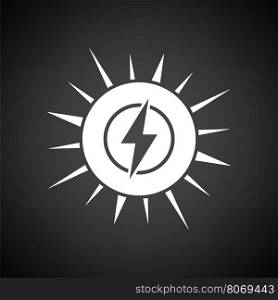 Solar energy icon. Black background with white. Vector illustration.
