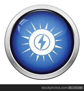 Solar energy icon. Glossy button design. Vector illustration.