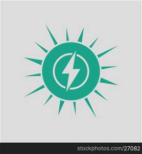 Solar energy icon. Gray background with green. Vector illustration.
