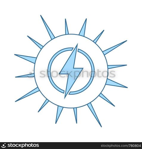 Solar Energy Icon. Thin Line With Blue Fill Design. Vector Illustration.