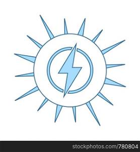 Solar Energy Icon. Thin Line With Blue Fill Design. Vector Illustration.