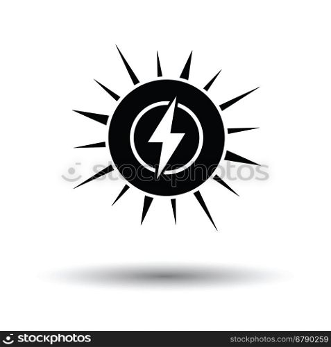 Solar energy icon. White background with shadow design. Vector illustration.