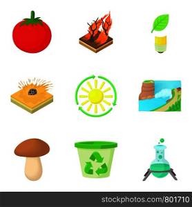 Solar energy icons set. Cartoon set of 9 solar energy vector icons for web isolated on white background. Solar energy icons set, cartoon style