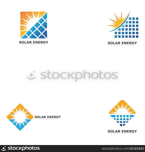 solar energy logo or icon. vector solar panel sign