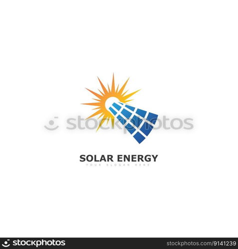 solar energy logo or icon. vector solar panel sign