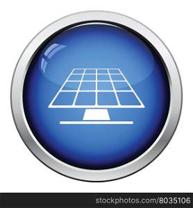 Solar energy panel icon. Glossy button design. Vector illustration.